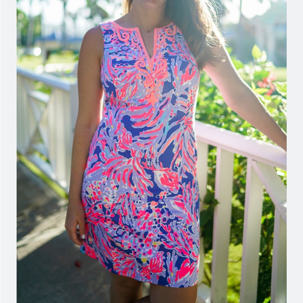 Lilly Pulitzer Lyssa Shift Iris Blue Shrimply Chic Midi Dress
